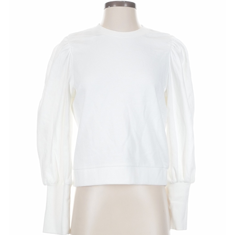 Joe's Jeans -White Puff-Sleeve Crewneck Sweatshirt. (S)
